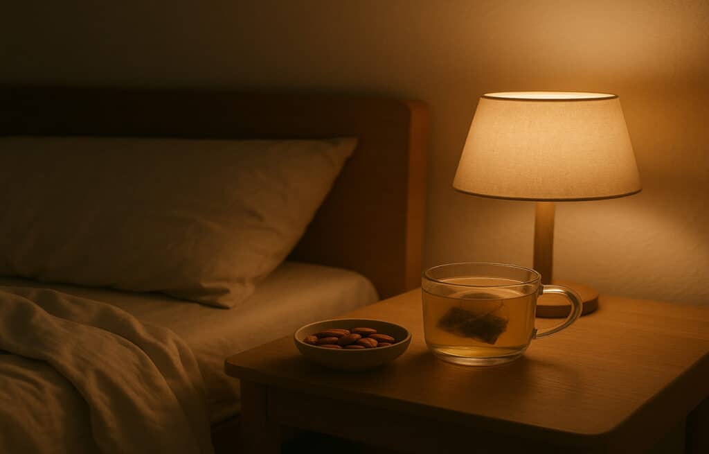 Chambre paisible et aliments favorisant un sommeil réparateur naturel